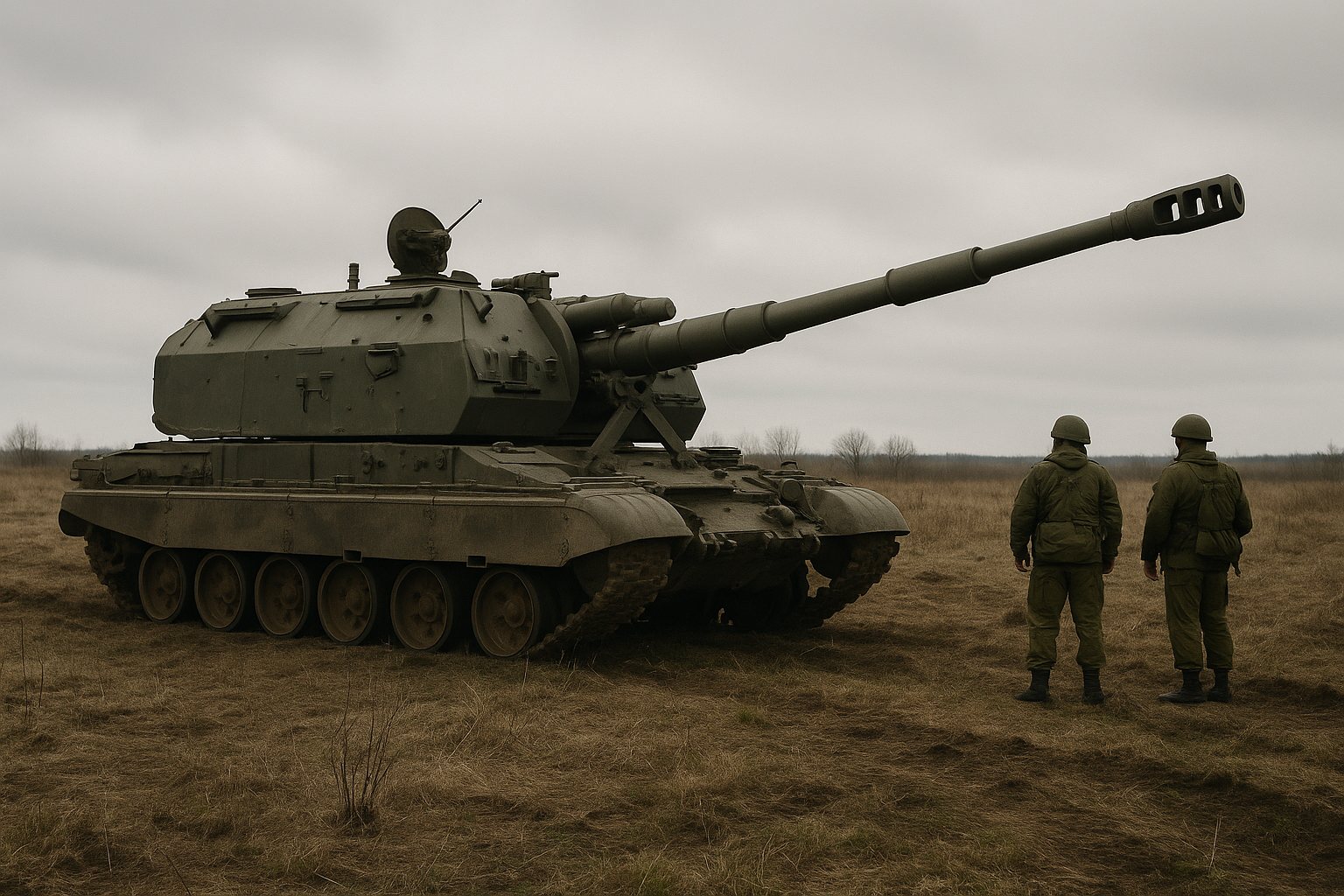Самоходная артиллерийская установка на полигоне