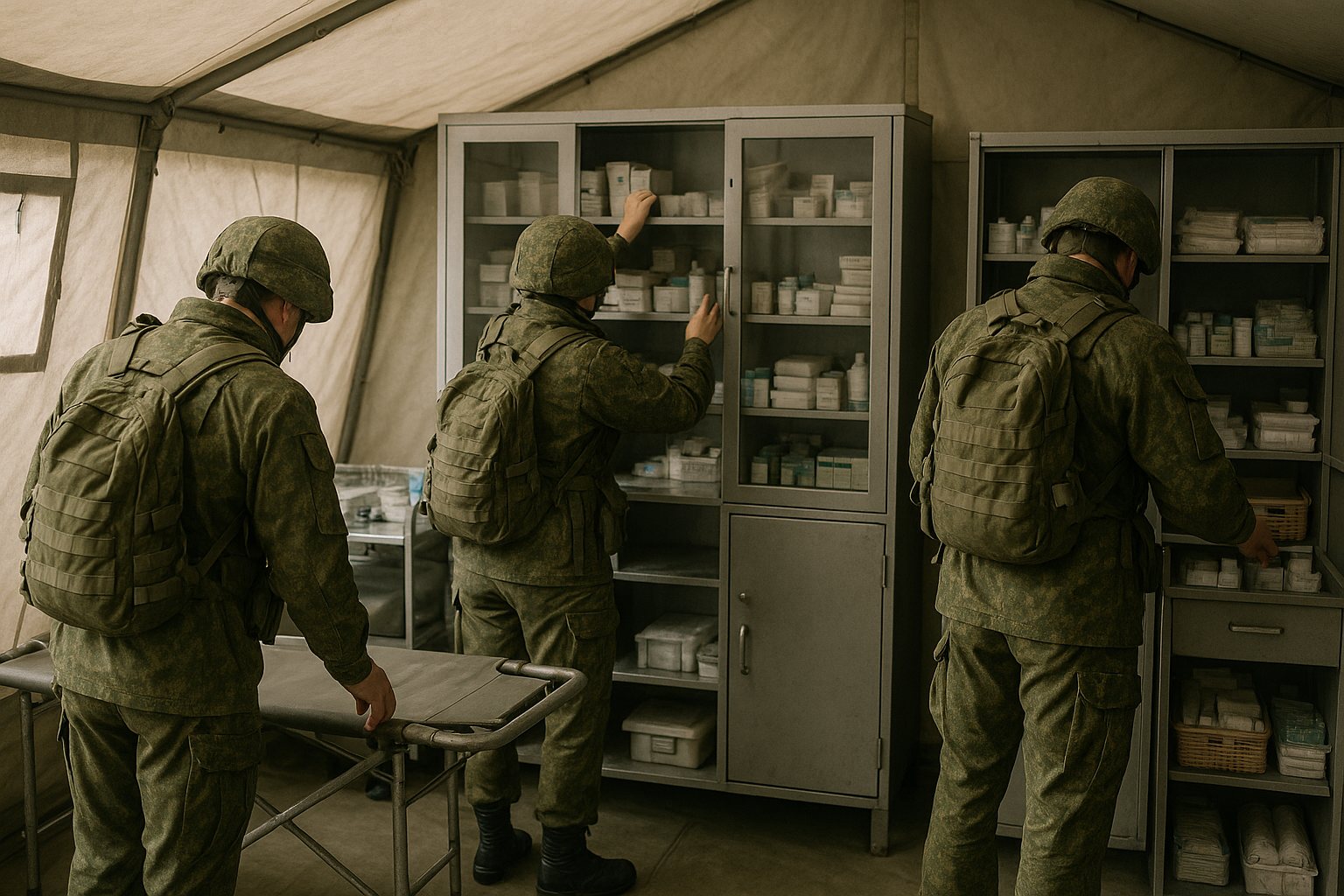 Медицинская палатка с оборудованием