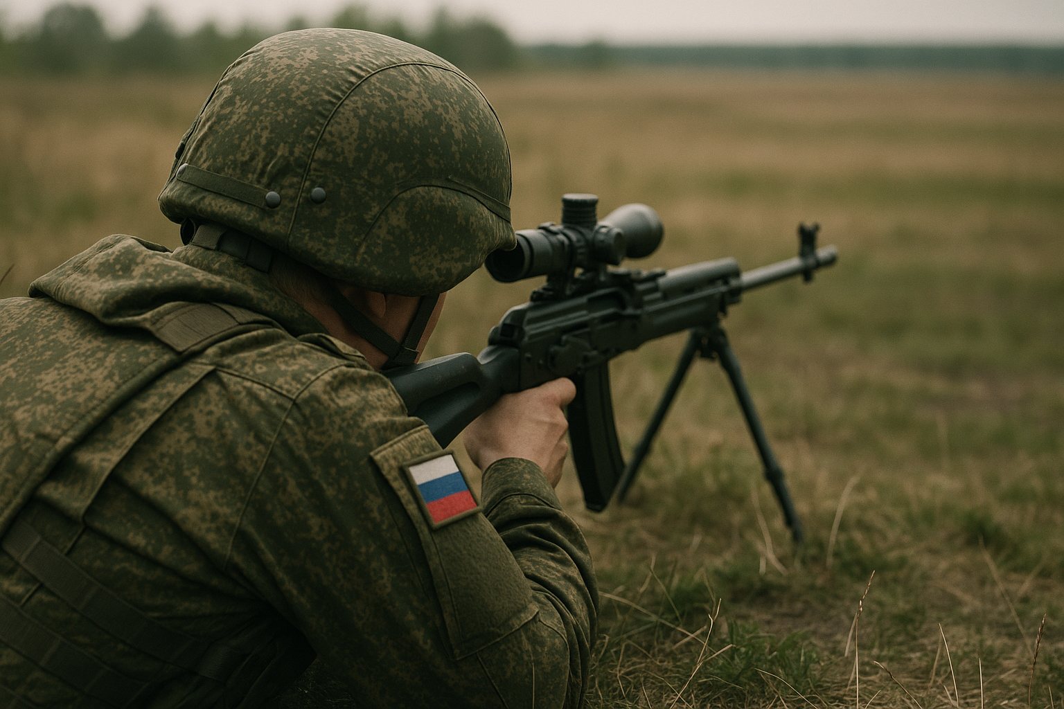 Военнослужащий на стрелковом полигоне